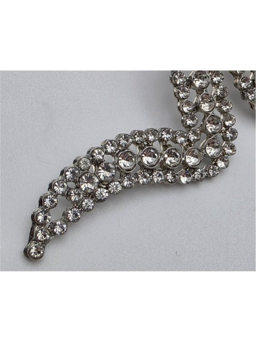 Clear Crystal Snake Drop Earrings Silver Tone 4 In Rhinestone Statement Serpent - Picture 5 of 10
